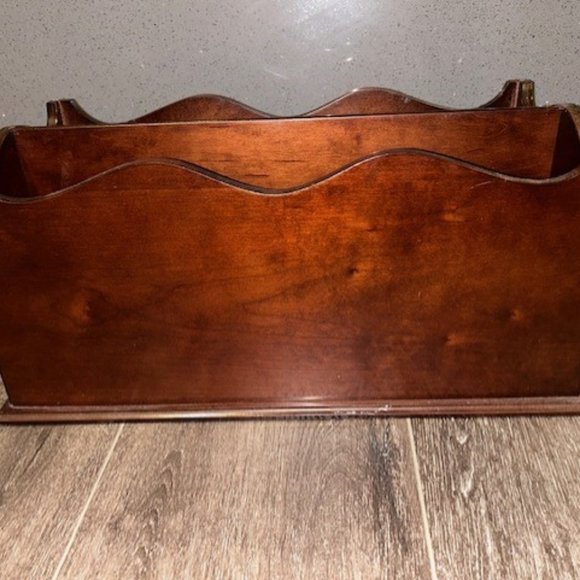 Bombay Company Solid Cherry Wood Magazine Rack Holder - Picture 2 of 12